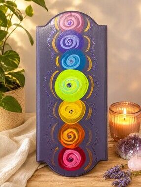 Hand-Painted Chakra Inspired Wood Wall Art | Boho Spiritual Decor